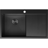 Mexen Exar roestvrijstalen gootsteen met 1 bak en afdruiprek links 780 x 480 mm, zwart HC - 6433781010L-70HC
