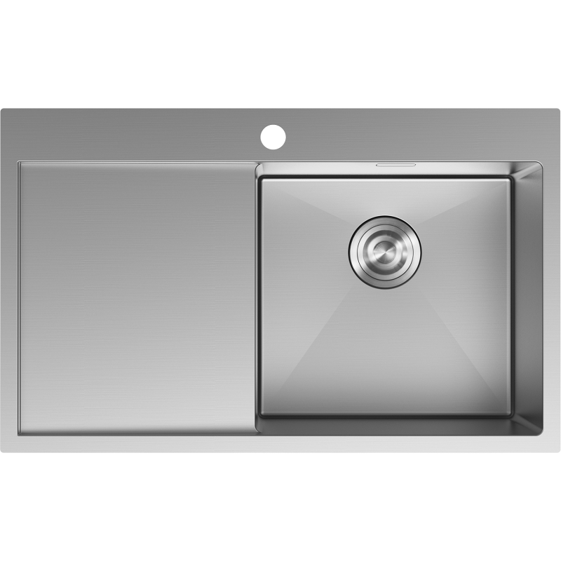 Mexen Exar fregadero de acero inoxidable de 1 cubeta con escurridor, derecho 780 x 480 mm, inox - 6434781010P-01