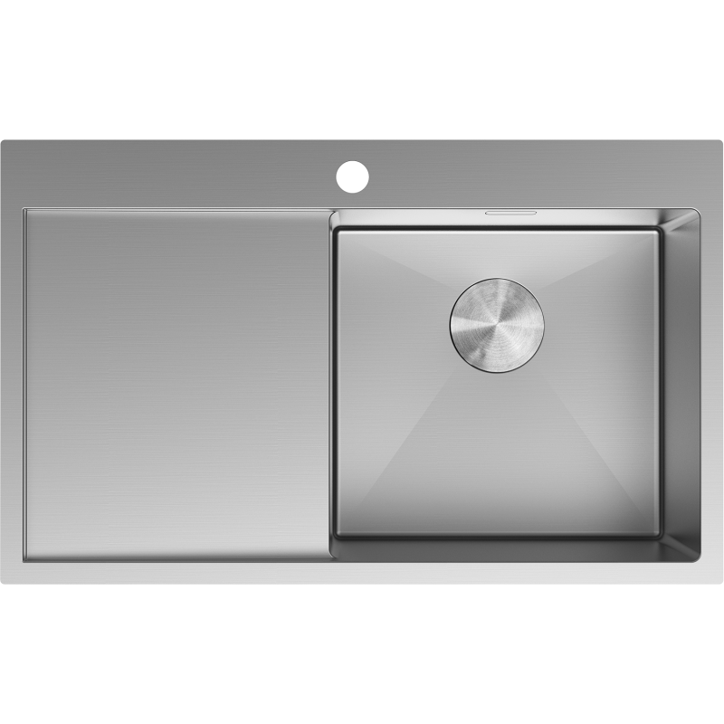 Mexen Exar lava-loiça em aço inoxidável de 1 cuba com escorredor à direita 780 x 480 mm, inox - 6434781010P-01