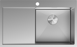 Mexen Exar roostevabast terasest valamu 1-kausiga, nõudekuivatusüsteemiga, parempoolne 780 x 480 mm, inox - 6434781010P-01