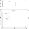 Mexen Exar roestvrijstalen spoelbak 1-compartiment met afvoer rechts 780 x 480 mm, inox HC - 6434781010P-01HC