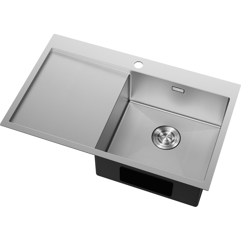 Mexen Exar zlewozmywak stalowy 1-komorowy z ociekaczem, prawy 780 x 480 mm, inox HC - 6434781010P-01HC