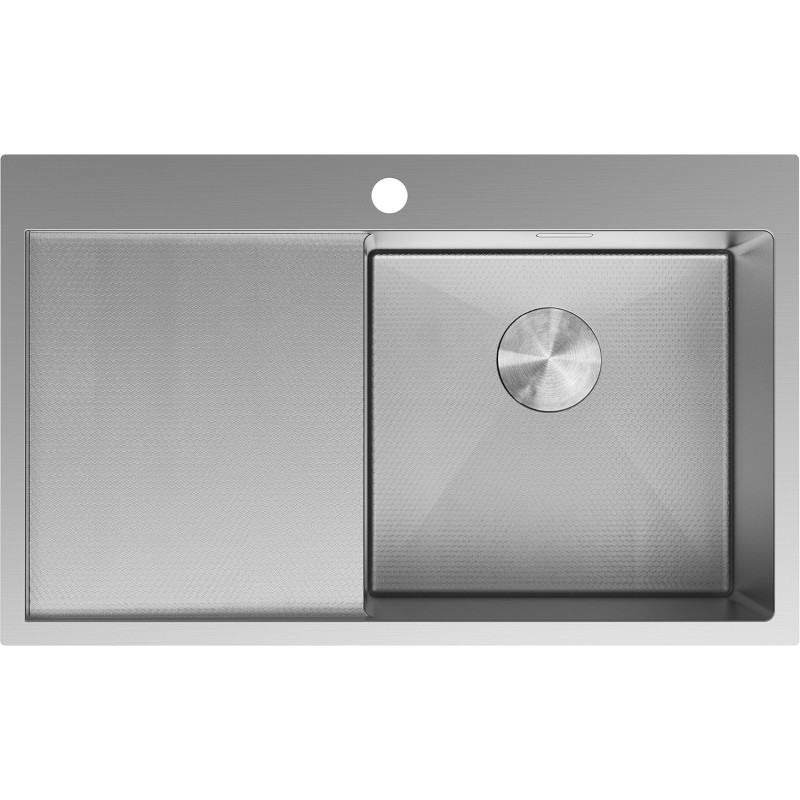Mexen Exar čelični sudoper 1-komorni s ocjeđivačem, desni 780 x 480 mm, inox HC - 6434781010P-01HC