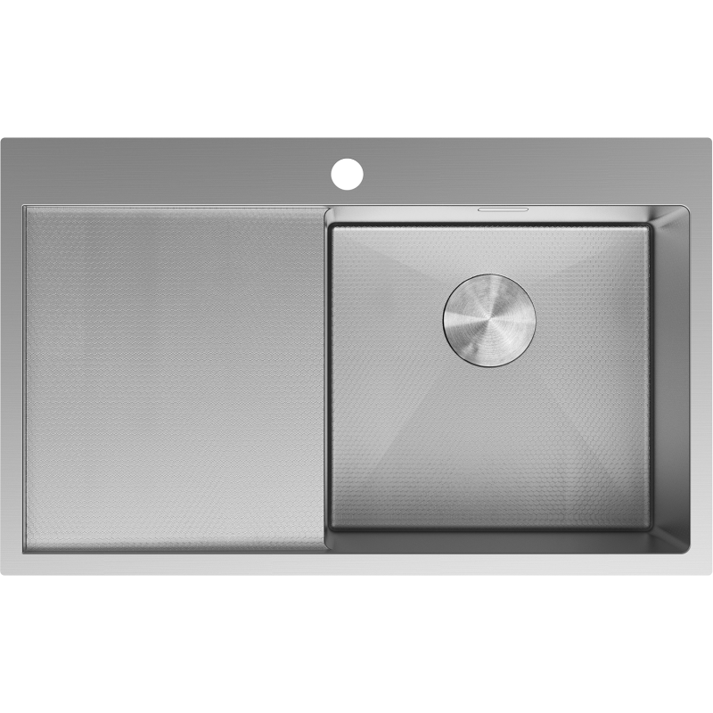 Mexen Exar lava-loiça de aço inoxidável 1 cuba com escorredor à direita 780 x 480 mm, inox HC - 6434781010P-01HC