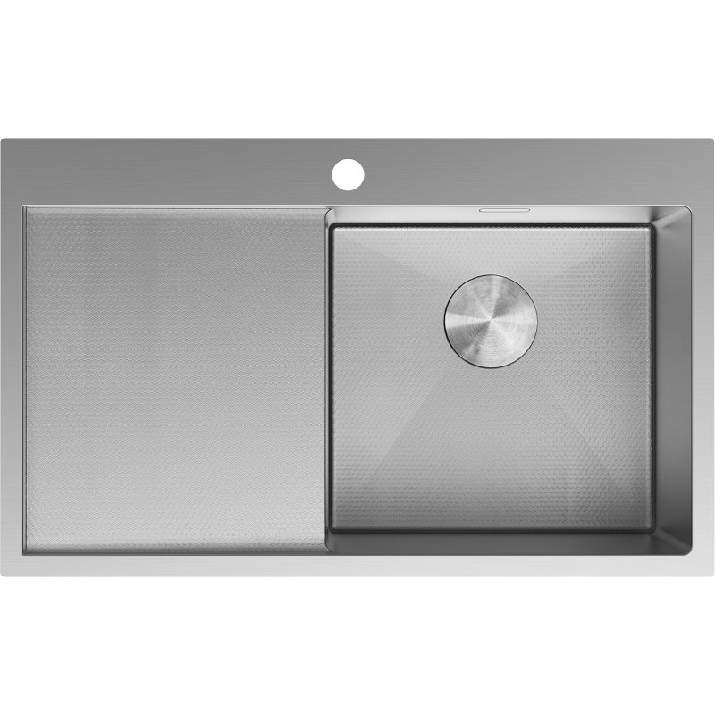 Mexen Exar roestvrijstalen spoelbak 1-compartiment met afvoer rechts 780 x 480 mm, inox HC - 6434781010P-01HC
