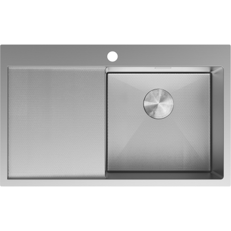Mexen Exar évier en acier 1-bac avec égouttoir à droite 780 x 480 mm, inox HC - 6434781010P-01HC
