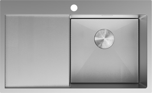 Mexen Exar roestvrijstalen spoelbak 1-compartiment met afvoer rechts 780 x 480 mm, inox HC - 6434781010P-01HC