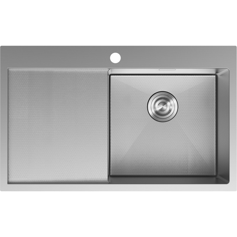 Mexen Exar čelični sudoper 1-komorni s ocjeđivačem, desni 780 x 480 mm, inox HC - 6434781010P-01HC