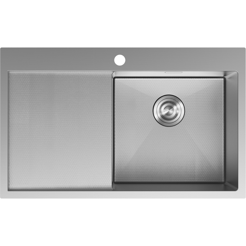 Mexen Exar lavello in acciaio inox a 1 vasca con sgocciolatoio, destro 780 x 480 mm, inox HC - 6434781010P-01HC