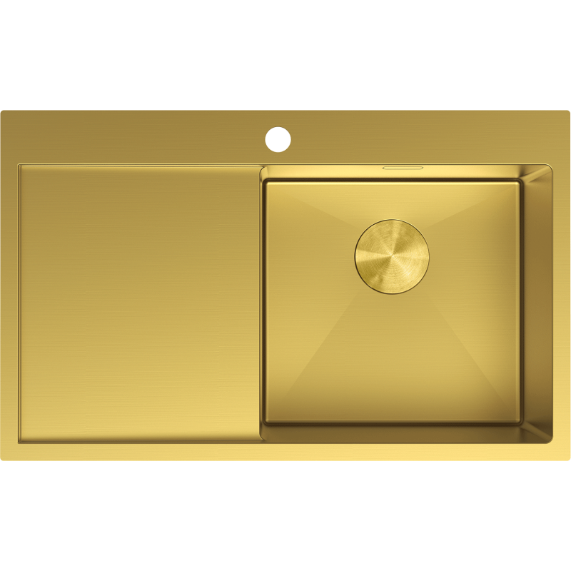 Mexen Exar Edelstahlspüle 1-Becken mit Abtropffläche rechts 780 x 480 mm, gold - 6434781010P-55