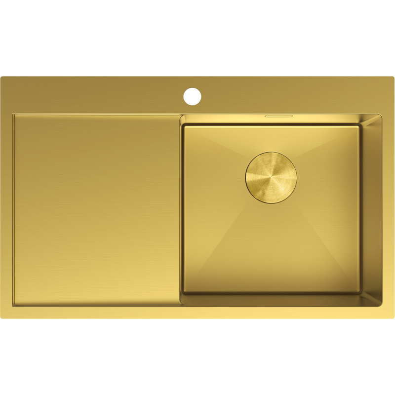 Mexen Exar rostfri diskbänk med 1 ho och höger avrinningsyta 780 x 480 mm, guld - 6434781010P-55