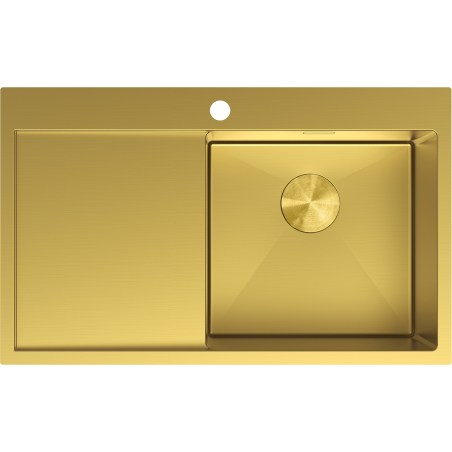 Mexen Exar Edelstahlspüle 1-Becken mit Abtropffläche rechts 780 x 480 mm, gold - 6434781010P-55