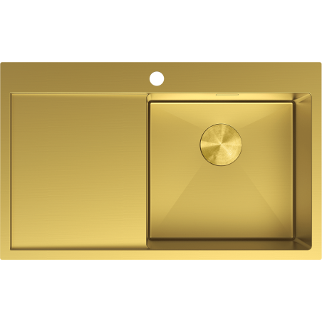 Mexen Exar Stahlspüle mit 1 Becken und Abtropffläche, rechts, 780 x 480 mm, gold - 6434781010P-55