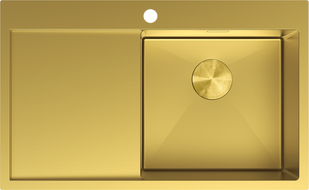 Mexen Exar fregadero de acero inoxidable de 1 seno con escurridor, derecho 780 x 480 mm, dorado - 6434781010P-55