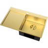 Mexen Exar évier en acier 1 bac avec égouttoir droit 780 x 480 mm, doré - 6434781010P-55