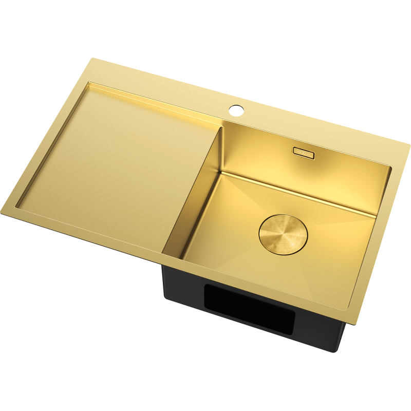 Mexen Exar rostfri diskbänk med 1 ho och höger avrinningsyta 780 x 480 mm, guld - 6434781010P-55