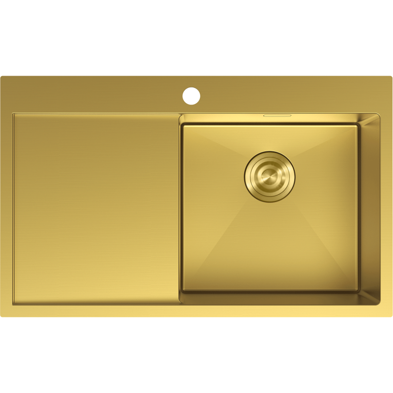 Mexen Exar évier en acier inoxydable à 1 bac avec égouttoir, droit 780 x 480 mm, doré - 6434781010P-55