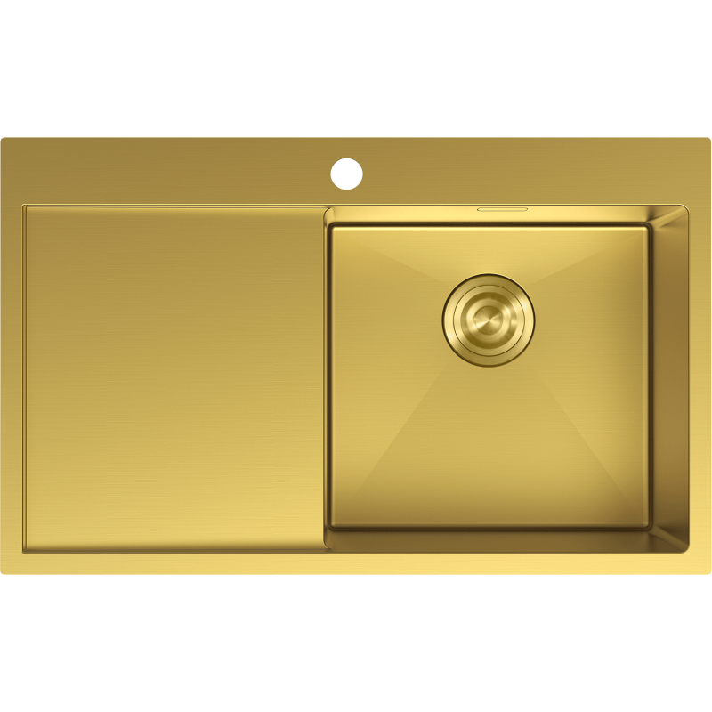 Mexen Exar fregadero de acero inoxidable de 1 seno con escurridor, derecho 780 x 480 mm, dorado - 6434781010P-55