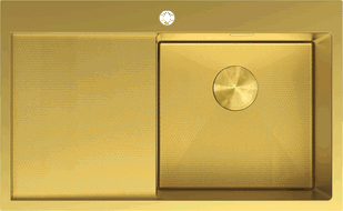 Mexen Exar stalen spoelbak 1-komoers met afdruipvlak, rechts 780 x 480 mm, gouden HC - 6434781010P-55HC