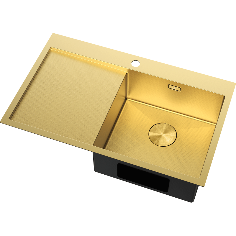 Mexen Exar évier en acier inoxydable 1 bac avec égouttoir, droit 780 x 480 mm, doré HC - 6434781010P-55HC