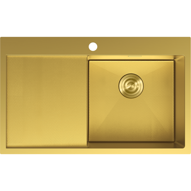 Mexen Exar Edelstahlspüle 1-Becken mit Abtropffläche, rechts 780 x 480 mm, gold HC - 6434781010P-55HC