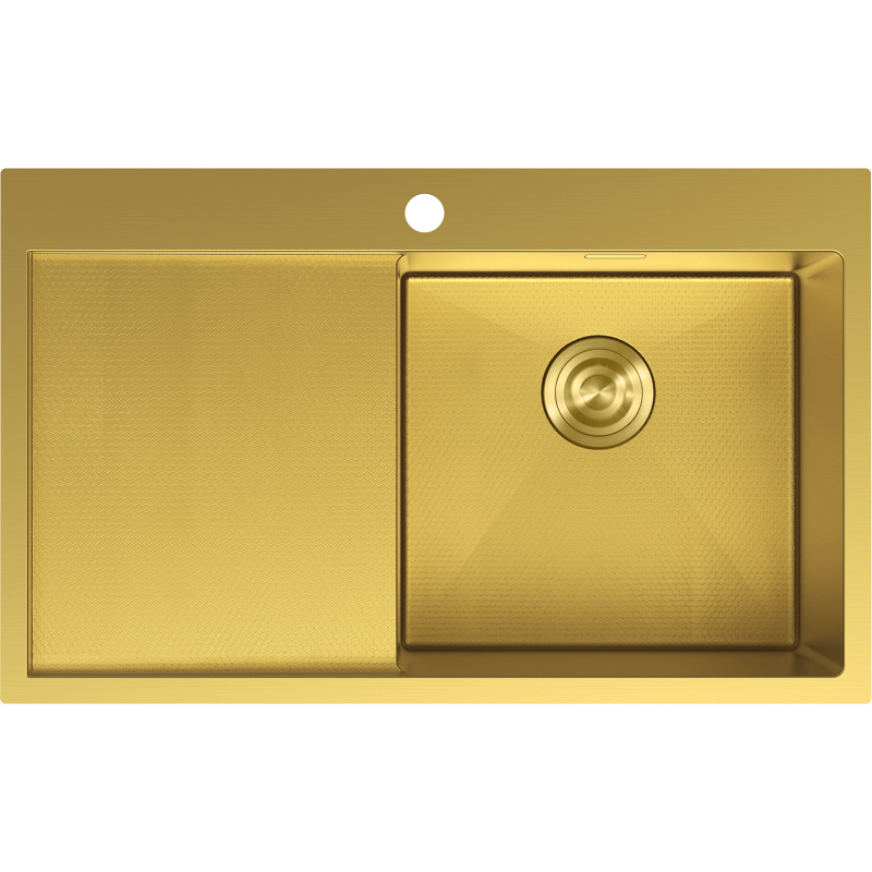 Mexen Exar rostfri diskbänk med 1 ho och högra avrinningsyta 780 x 480 mm, guld HC - 6434781010P-55HC