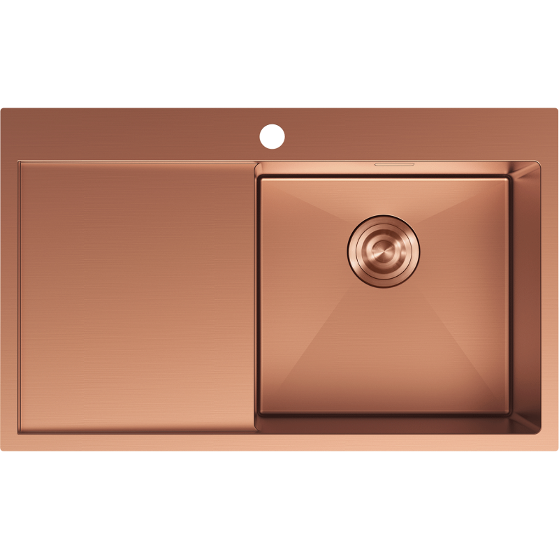 Mexen Exar fregadero de acero de 1 cubeta con escurridor, derecho 780 x 480 mm, cobre - 6434781010P-65