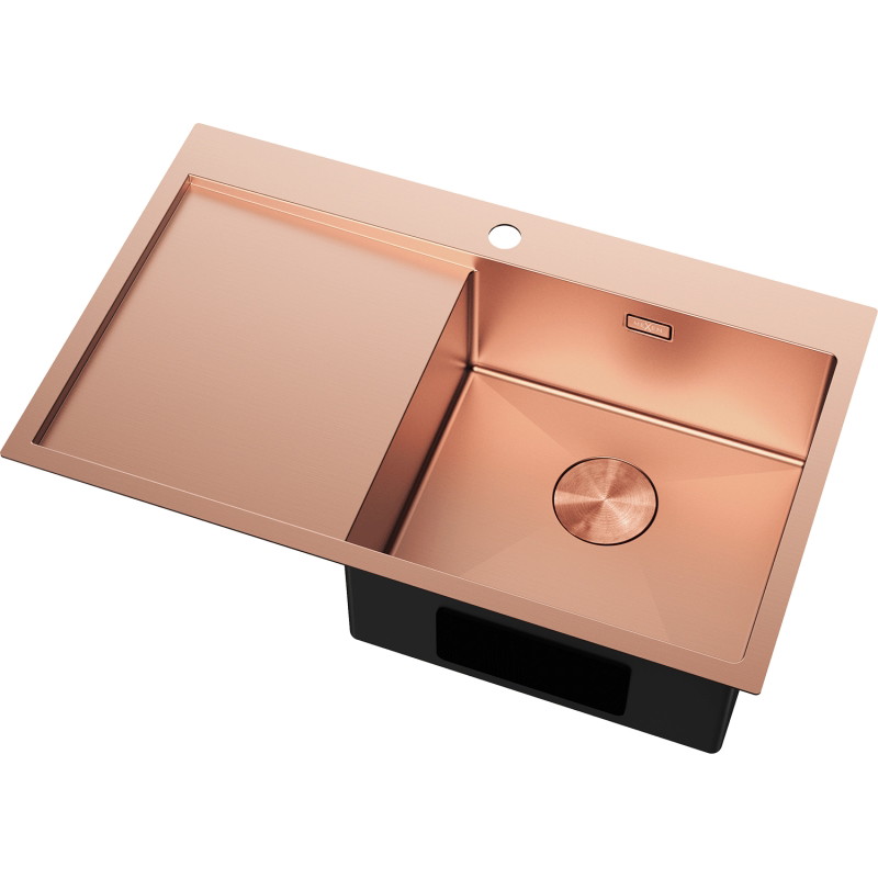 Mexen Exar čelični sudoper s 1 komorom i ocijevnikom, desni 780 x 480 mm, bakar - 6434781010P-65