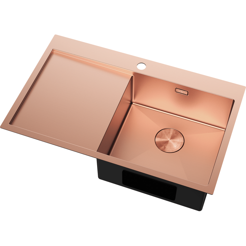 Mexen Exar teräksinen tiskiallas, jossa on yksi allas ja oikea valutaso 780 x 480 mm, kupari - 6434781010P-65