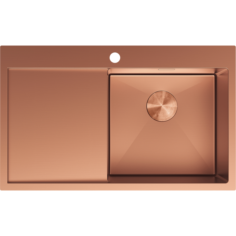Mexen Exar fregadero de acero de 1 cubeta con escurridor, derecho 780 x 480 mm, cobre - 6434781010P-65