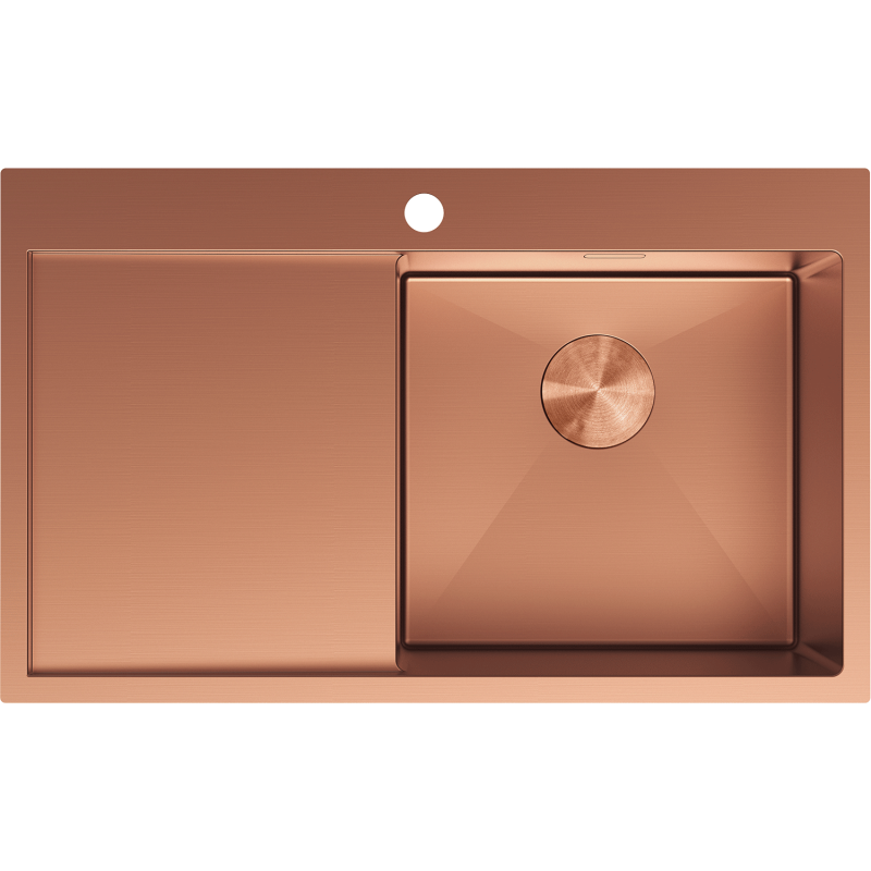 Mexen Exar steel sink 1-bowl with drainer, right 780 x 480 mm, copper - 6434781010P-65