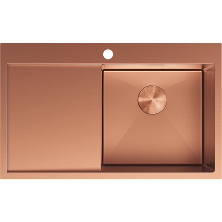 Mexen Exar fregadero de acero de 1 cubeta con escurridor, derecho 780 x 480 mm, cobre - 6434781010P-65