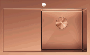 Mexen Exar Edelstahlspüle 1-Becken mit Abtropffläche rechts 780 x 480 mm, Kupfer - 6434781010P-65