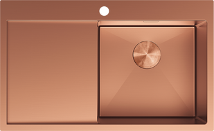 Mexen Exar lavello in acciaio inox a una vasca con gocciolatoio, destro 780 x 480 mm, rame - 6434781010P-65