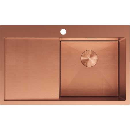 Mexen Exar tērauda izlietne ar vienu nodalījumu un notekplati, labā, 780 x 480 mm, varš HC - 6434781010P-65HC