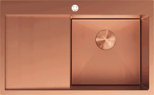 Mexen Exar Edelstahlspüle 1-Becken mit Abtropffläche rechts 780 x 480 mm, Kupfer HC - 6434781010P-65HC