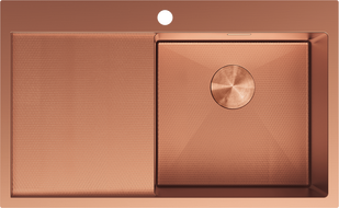 Mexen Exar fregadero de acero inoxidable de 1 seno con escurridor, derecho 780 x 480 mm, cobre HC - 6434781010P-65HC