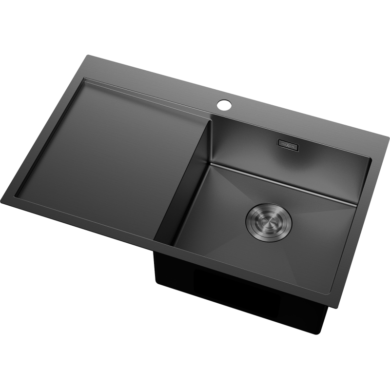 Mexen Exar évier en acier inoxydable 1 bac avec égouttoir, droit 780 x 480 mm, noir - 6434781010P-70