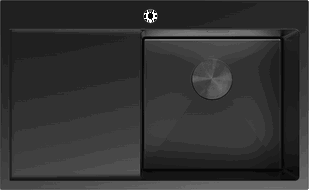 Mexen Exar évier en acier inoxydable 1 bac avec égouttoir droit 780 x 480 mm, noir - 6434781010P-70