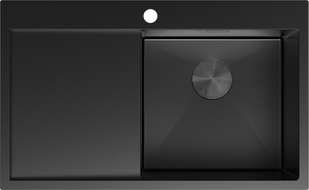 Mexen Exar lavello in acciaio inossidabile a 1 vasca con sgocciolatoio, destro 780 x 480 mm, nero - 6434781010P-70