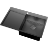Mexen Exar steel sink 1-bowl with right drainer 780 x 480 mm, black - 6434781010P-70