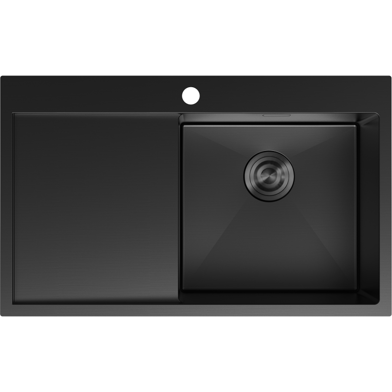 Mexen Exar fregadero de acero inoxidable de 1 cubeta con escurridor, derecho 780 x 480 mm, negro - 6434781010P-70