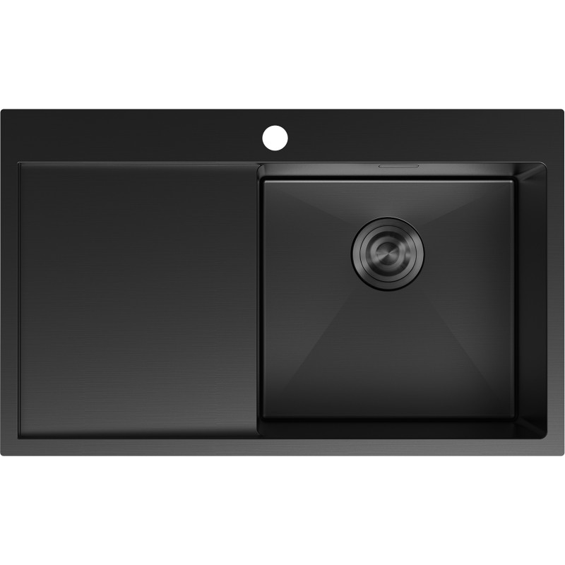 Mexen Exar zlewozmywak stalowy 1-komorowy z ociekaczem, prawy 780 x 480 mm, czarny - 6434781010P-70