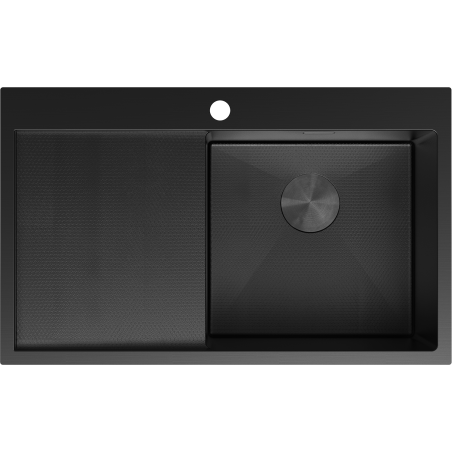 Mexen Exar Edelstahlspüle 1-becken mit Abtropffläche, rechts 780 x 480 mm, schwarz HC - 6434781010P-70HC