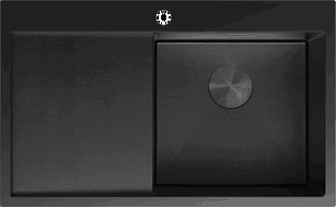 Mexen Exar Einbauspüle 1-flg. mit Abtropffläche rechts 780 x 480 mm, schwarz HC - 6434781010P-70HC