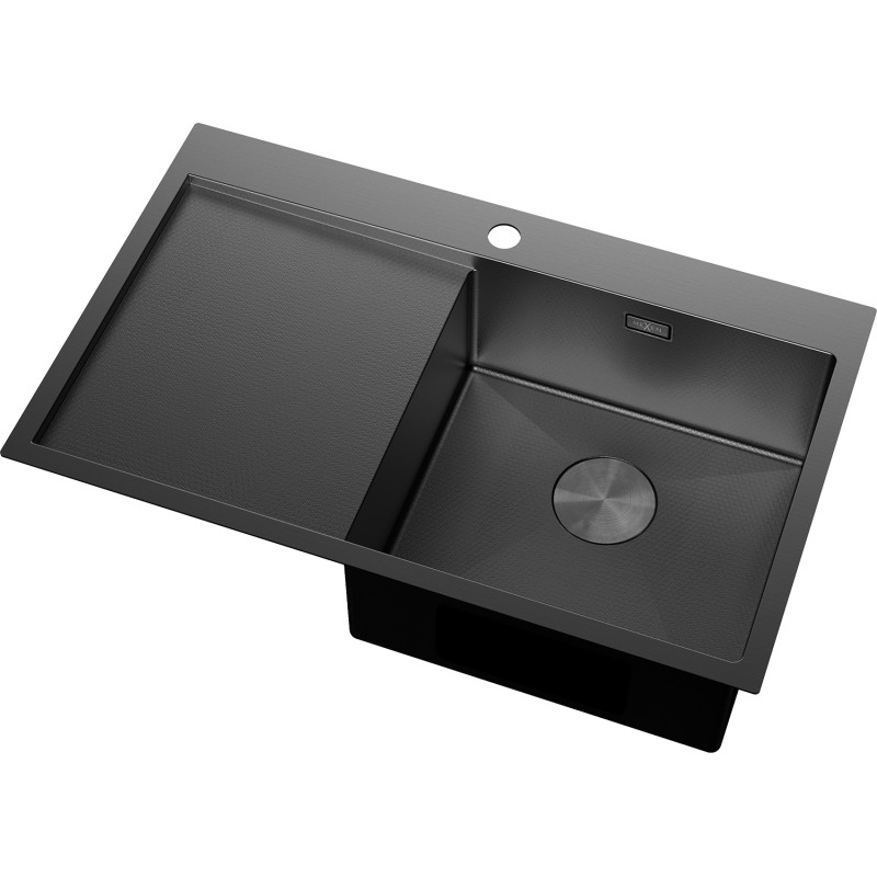 Mexen Exar čelični sudoper s jednom komorom s ocjedivačem, desni 780 x 480 mm, crni HC - 6434781010P-70HC
