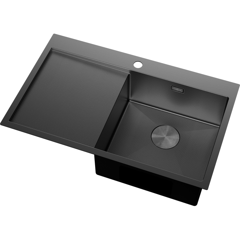 Mexen Exar lava-loiça de aço inoxidável de 1 bacia com escorredor à direita 780 x 480 mm, preto HC - 6434781010P-70HC