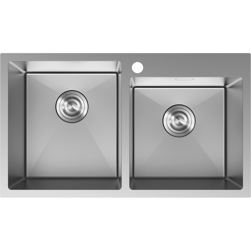 Mexen Xorin roostevabast terasest 2-kambriline valamu 780 x 450 mm, inox - 6441782000-01