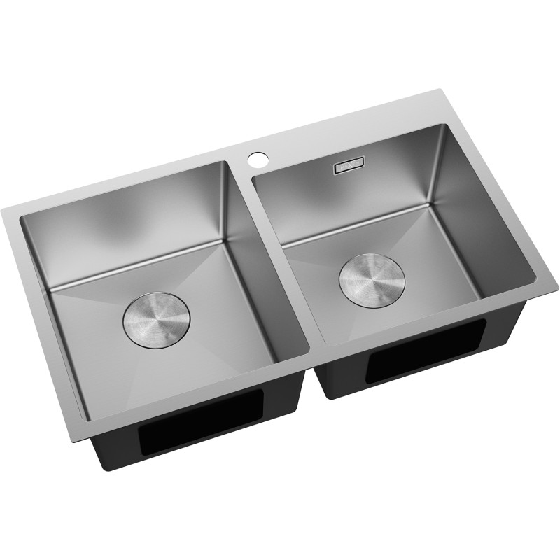 Mexen Xorin roostevabast terasest 2-kambriline valamu 780 x 450 mm, inox - 6441782000-01