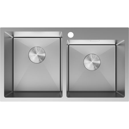 Mexen Xorin pia de cozinha em aço de 2 cubas 780 x 450 mm, inox - 6441782000-01